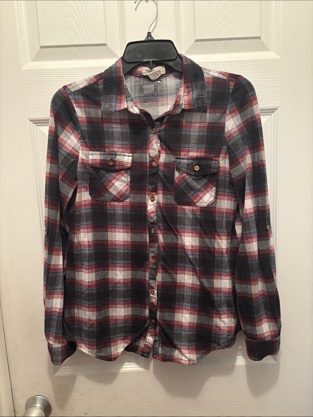 Passport Women's Plaid Button-Down Shirt - Red, Navy & White